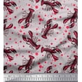 thumbnail image 1 of Soimoi Polyester Crepe Fabric Dot & Lobster Ocean Print Fabric by The Yard 42 Inch Wide, 1 of 3
