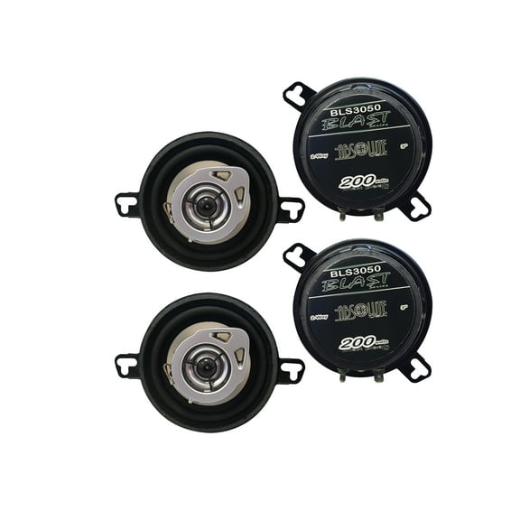 2 Pair Absolute BLS-3050 3.5" 2-Way 200 Watts Full Range Coaxial Car Speakers Bundle