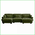 thumbnail image 2 of Modern 3-Seat Modular Sectional Sofa with Ottomans - Vintage Velvet Convertible Couch for Living Room, Olive Green, 2 of 14