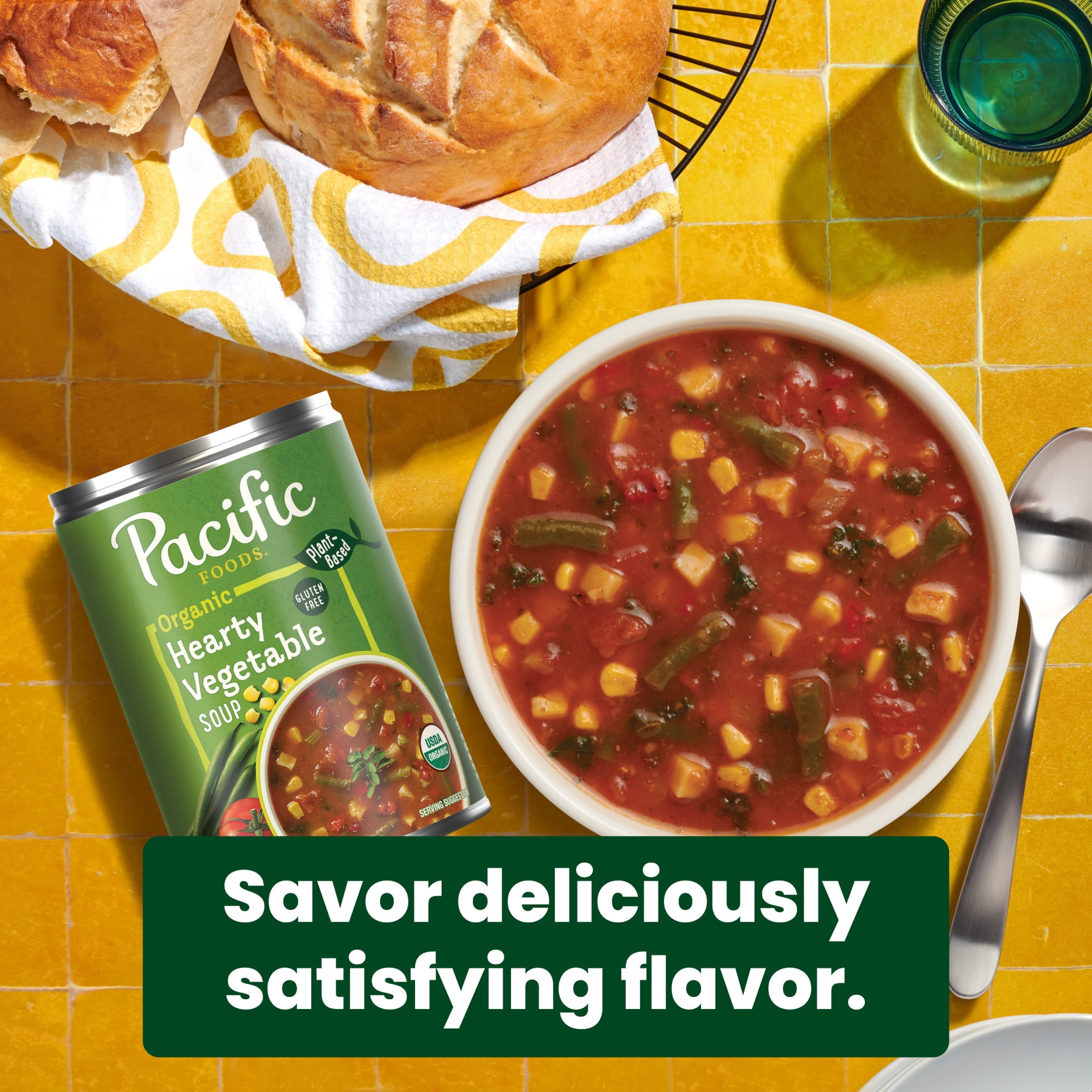 (3 pack) Pacific Foods Organic Hearty Vegetable Soup, Plant Based, 16.3 oz Can
