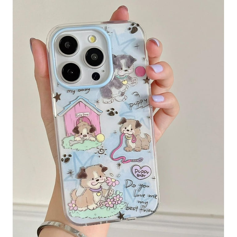 Cartoon Cute Puppy Dogs Soft for iPhone Case (Blue,iPhone 12 Pro