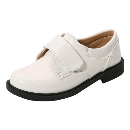 adviicd Toddler Boy Dress Shoes Boy s Casual Dress Oxford Comfort Uniform Formal Sneaker Shoes (White 3.5)