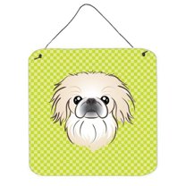 Carolines Treasures Checkerboard Lime Green Pekingese Wall or Door Hanging Prints 6x6 multicolor