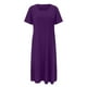 thumbnail image 1 of Vestido informal de mujer, de manga corta, cuello redondo, holgado y con bolsillos, en color liso., 1 of 5
