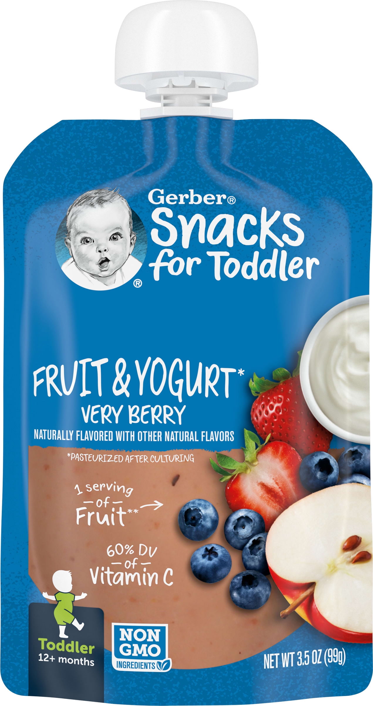 Gerber Snacks for Toddler Fruit & Yogurt, Very Berry, 3.5 oz Pouch