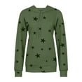 thumbnail image 4 of LUXUR Ladies Sweatshirt Stars Print Pullover Drawstring Hoodies Loose Fit Hooded Tops Long Sleeve Green L, 4 of 8