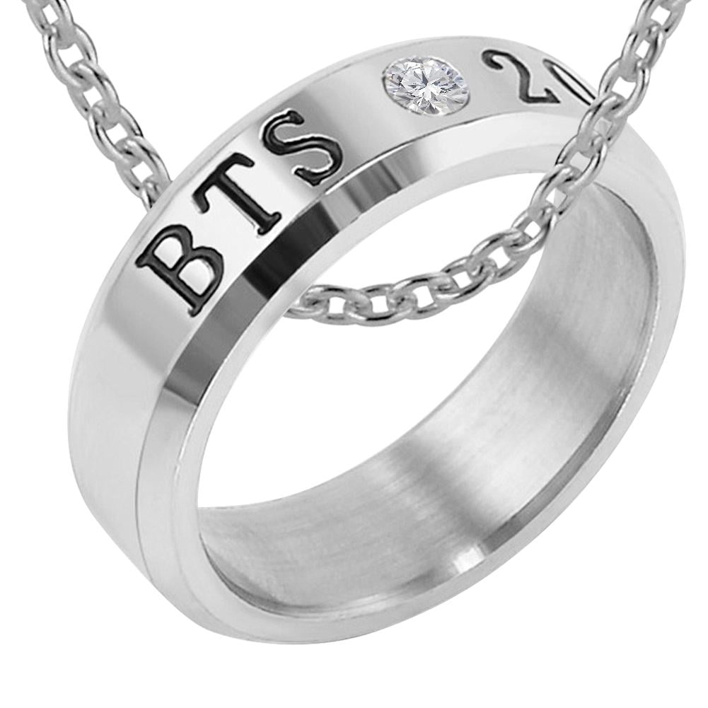 KPOP BTS ring pendants for BTS Fans - Titanium Steel Ring Crystal with ...