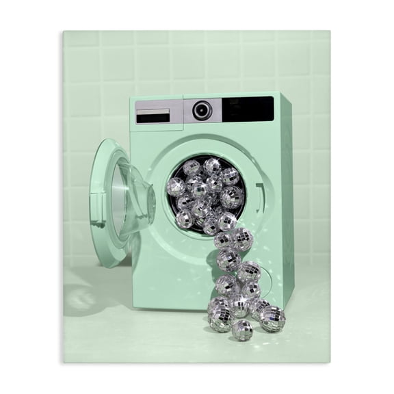 Stupell Industries Disco Laundry Machine over Green Canvas Wall Art, design by LISH Creative