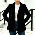thumbnail image 4 of Riecok Pea Coats for Women Long Sleeve Button down Jackets Lapel Collar Overcoat Warm Casual Winter Outerwear L, 4 of 6