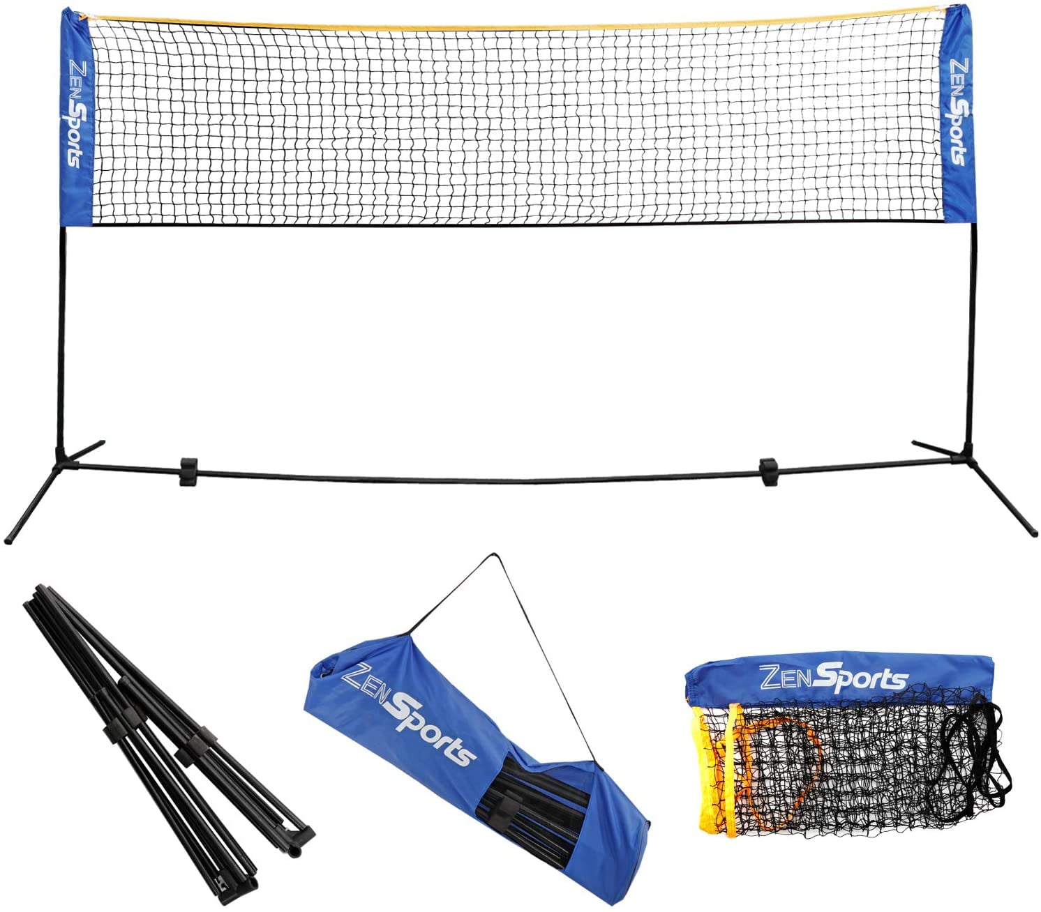 Badminton Net Height Adjustable Portable Tennis Volleyball Net with Stand Frame 