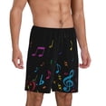 thumbnail image 2 of Balery Color Musical Notes Pantalones cortos de pijama de punto de algodón para hombre con cinturilla y bolsillos-XX-Large, 2 of 6