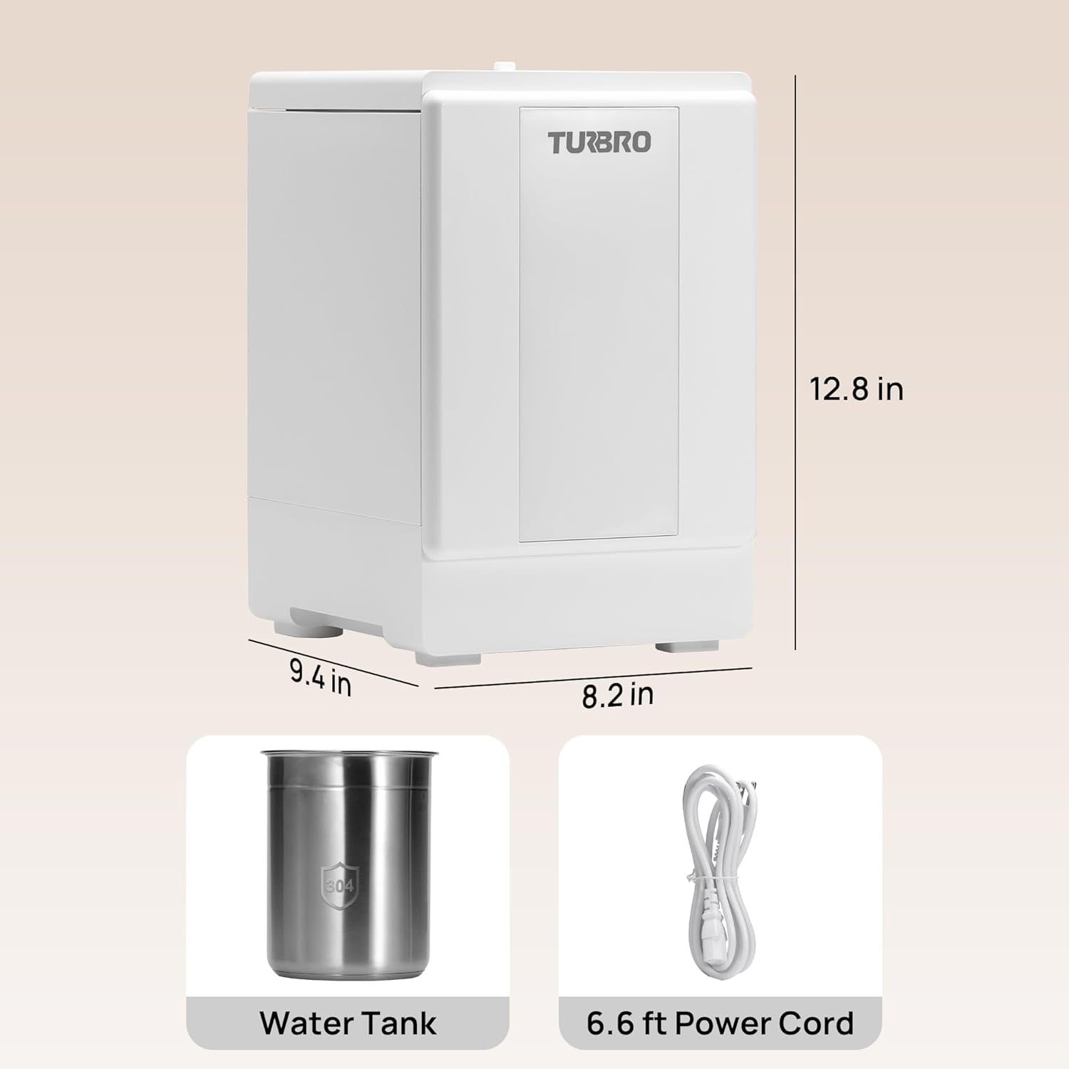 TURBRO 4L/1Gal 304 Stainless Steel Steam Humidifier, Warm Mist Humidifier for Bedroom Baby Nursery, 500 mL/h Output, Dishwasher Safe, Easy to Clean, 2 Misting Levels with Sleep Mode 1-12h Timer