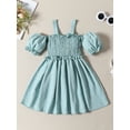 thumbnail image 2 of Bagilaanoe Little Girl Summer Dress Short Sleeve Off Shoulder A-line Dresses 3T 4T 5T 6T 7T 8T Kids Casual Swing Sundress, 2 of 9