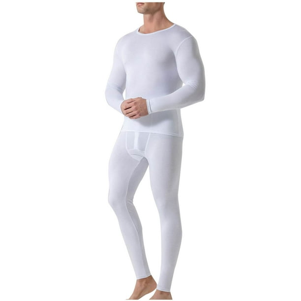 Conjuntos de ropa interior térmica para hombre, ropa interior y pantalones casuales de manga larga, de alta elasticidad, que mantienen el calor, de poliéster, tops y pantalones.