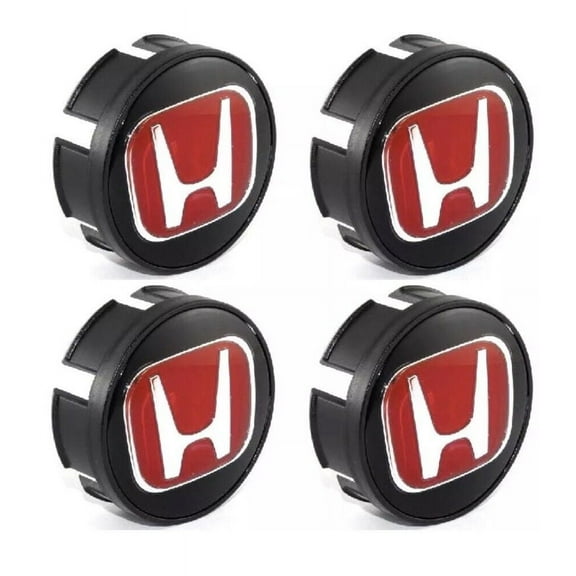 Jdmotive 69mm Wheel Covers & Hub Caps ABS Silver Red, 4 Pack