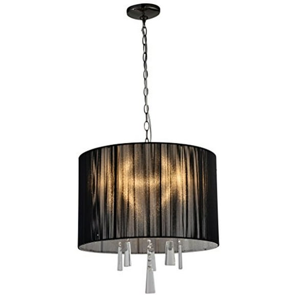 Artiva USA A501103 Modern Comtemporary Elina 5-Light Crystal Chandelier with Threaded Silk Shade 20" x 20" x 12.75" Black Chrome