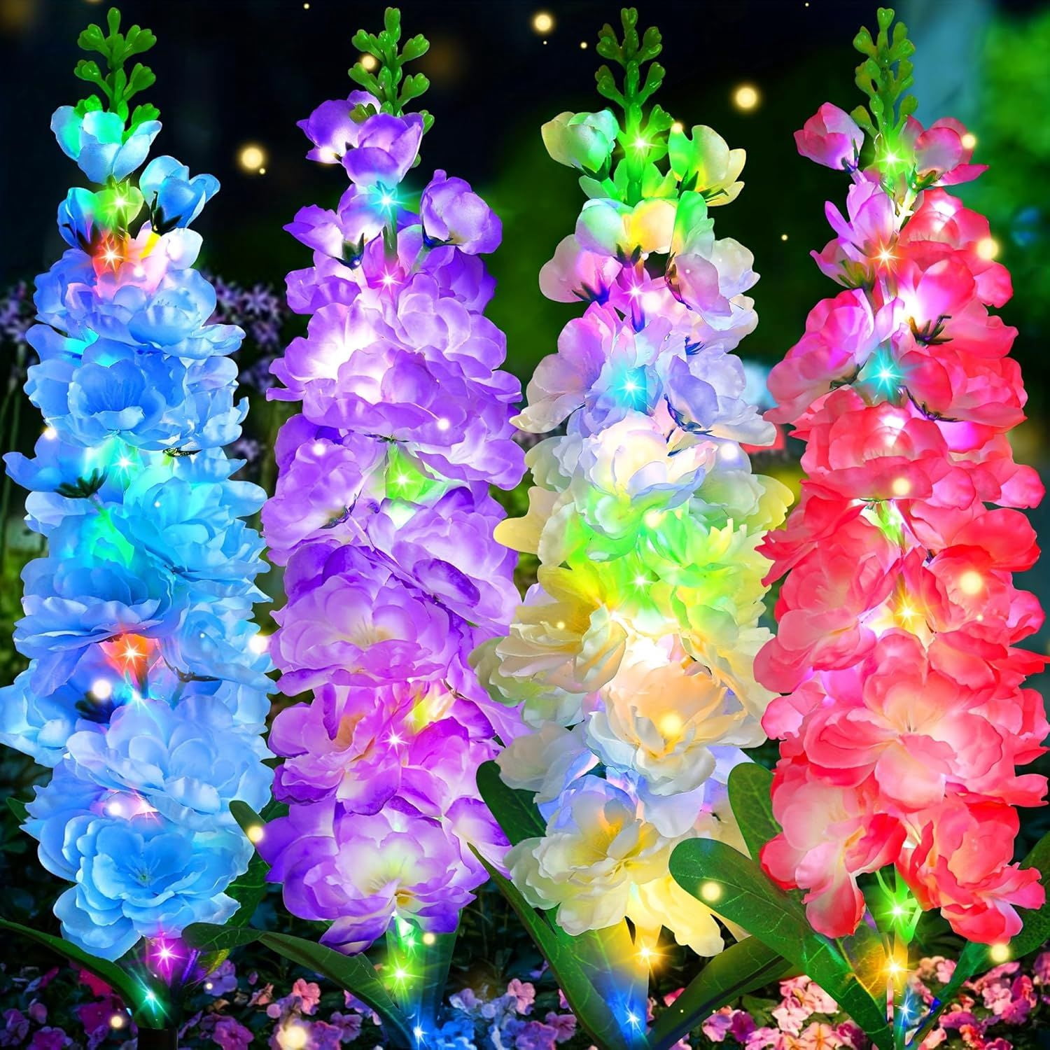 Solar Powered Hyacinth Flower Light, Solar Garden Patio Yard Decor, Color-Changing, Waterproof, Energy-Efficient, and Durable Outdoor Decoration, for Lawn, Path, Courtyard Garden