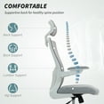 thumbnail image 4 of HOMCOM Chaise de Bureau Ergonomique, Chaise de Bureau avec Appui-Tête Réglable, Gris, 4 of 10