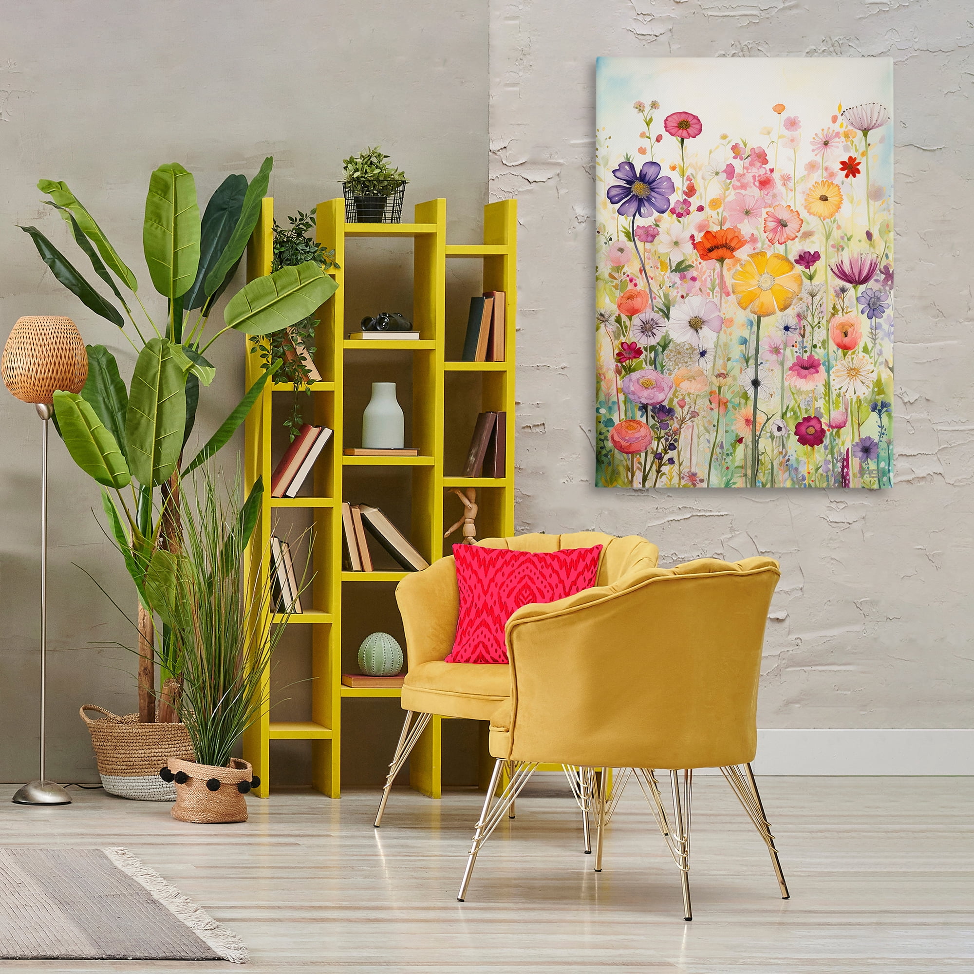 Stupell Industries Bright Flower Garden Botanical & Floral Painting Gallery Wrapped Canvas Art Print Wall Art, 30 x 45
