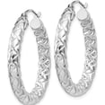 thumbnail image 2 of Sterling Silver Rhodium-Plated Textured 4X30mm Hoop Earrings (32 X 32) Made In Mexico qe11511, 2 of 5