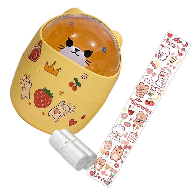 Wosthever Papelera multifuncional con y fácil de limpiar, decoración del hogar, papelera para escritorio Suministros de limpieza para el hogar oso amarillo