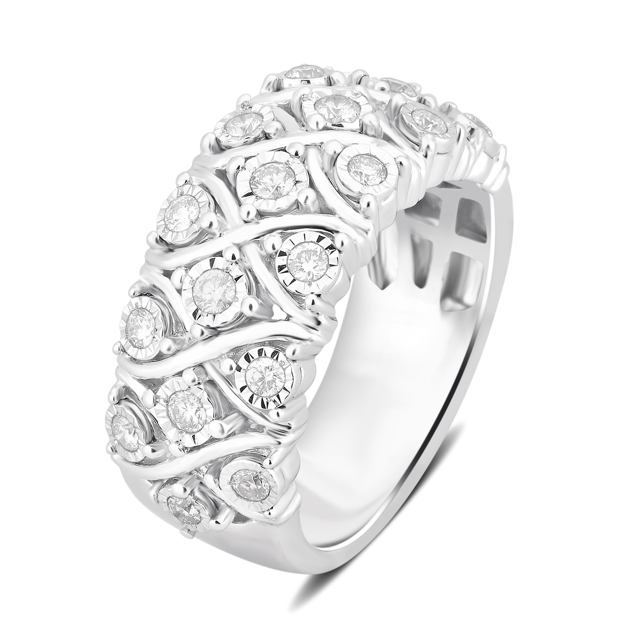 Arista 2 1/4 Carat T.W Diamond Broad Band Anniversary Ring in Sterling Silver (I-J, I2-I3)