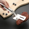 thumbnail image 3 of 1 Pcs Stainless Steel Grill Clamp, Anti-Scald Non-Slip Extended Stainless Steel Grill Clamp Spatula, Large Grill Clamp Spatula for Grilling Meat, Fish and Pancakes, 3 of 8