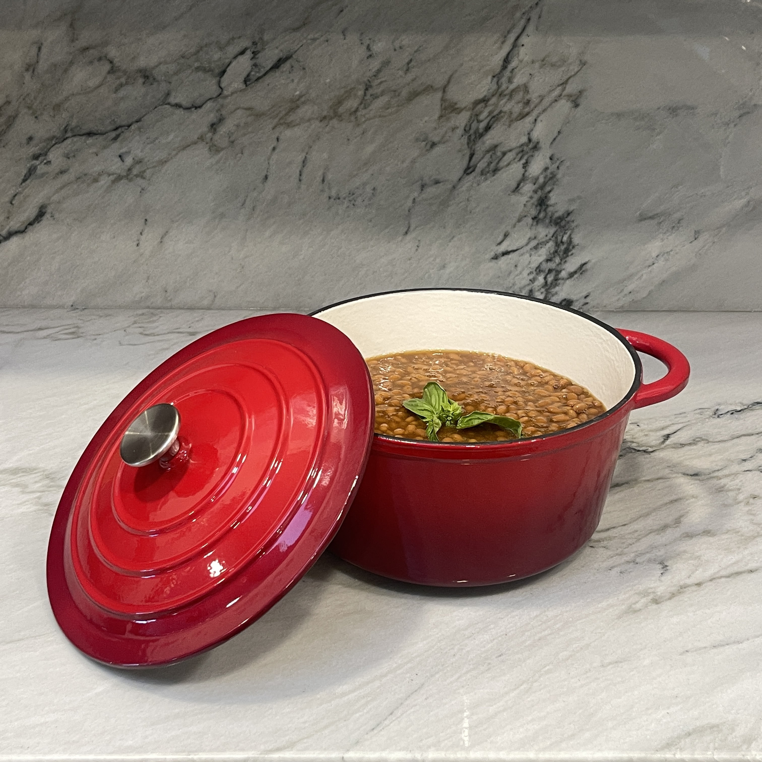 Enameled Cast Iron Dutch Oven - Red Color with Lid, 3.2-quart - by Uto –  Kitchen Hobby