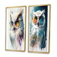 thumbnail image 3 of Designart "Funky Owl Chic with Sunglass Spectacle I" Animals Owl Framed Wall Art Set Of 2 - Children's Art White Framed Canvas Set For Living Room Decor, 3 of 6
