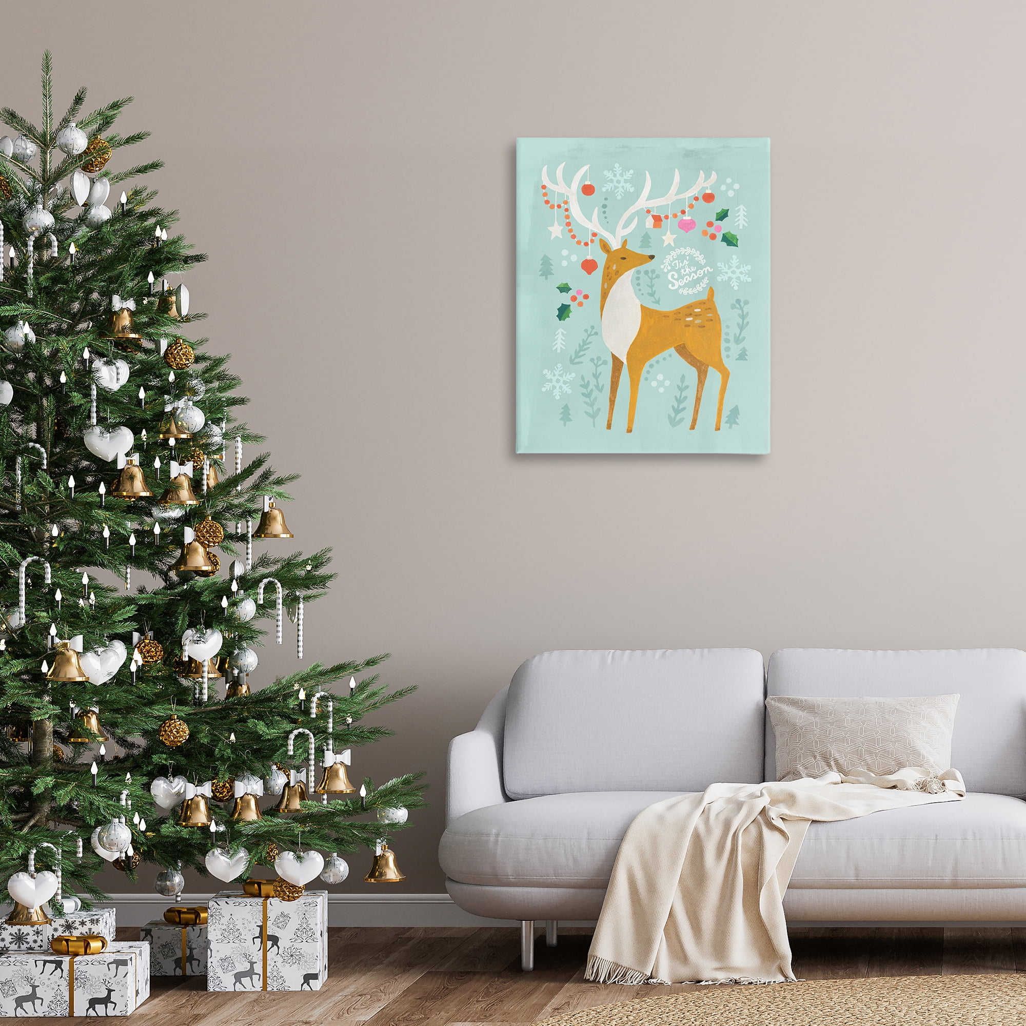 Stupell Industries Tis The Season Reindeer Holiday Painting Gallery Wrapped Canvas Art Prints Wall Art, 30 x 40