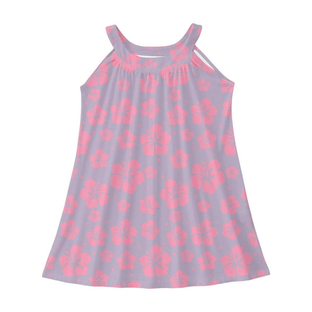 Robe d'Été Sans Manches pour Filles, Robe Débardeur à Imprimé Graphique, Couverture de Plage pour Enfant, Taille 5-6T