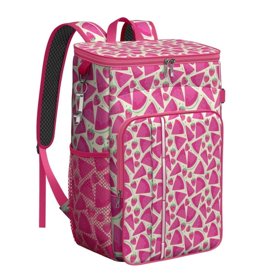 Summer Watermelon Print Cooler Backpack, Leakproof and Waterproof Insulated Bag for Office, Hiking, and Vacation