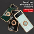 thumbnail image 6 of Compatible with Rose Gold Galaxy Z Flip 3 Case for Women Girls Kickstand Ring Holder 360 Rotation Ring Glitter Plating Edge Work with Magnetic Mount Luxury Cover for Galaxy Z Flip 3 5G Pink, 6 of 6