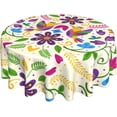thumbnail image 2 of Colorful Mexican Floral Mexican Pattern Round Tablecloth Waterproof Wipeable Tablecloth Cover Home Restaurant Kitchen Picnic Party Decoration 60 Inch Circular Tablecloth for 20-47 Inch, 2 of 6