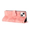 thumbnail image 3 of SaniMore Case for iPhone 14 6.1" 2022, [Card Slots + Cash Pocket + Removeable Wrist Strap] PU Leather Embossed Flower Flip Kickstand 360° All-around Protective Wallet Shell For iPhone 14, Pink, 3 of 11