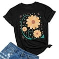 thumbnail image 1 of TSADFHJI Chemises pour Femmes Grande Taille T-Shirt d'Été Décontracté Imprimé à Manches Courtes Col Rond L Noir, 1 of 3