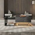 thumbnail image 2 of Coffee table, high-gloss black, side table, coffee table with glass and LED effect, with glass top., 2 of 48