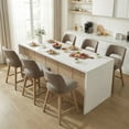 thumbnail image 6 of Vknow Furniture 27" 360° Swivel Counter Height Bar Stools Set of 4, Upholstered with Backrest and Sturdy Rubberwood Legs for Kitchen Island, Breakfast Bar,Brown, 6 of 10