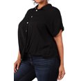 thumbnail image 3 of eVogues Women's Short Sleeve Button Down Blouse Black, 3 of 6