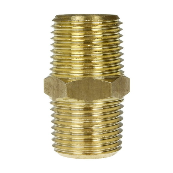 3/8" Male NPTF Hex Nipple Solid Brass Pipe Fitting 1200 PSI Maximum Brand New