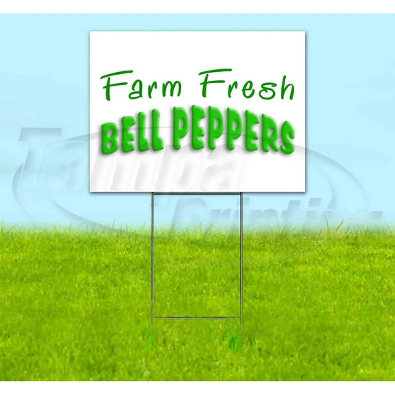 Farm Fresh Bell Peppers (18" x 24") Yard Sign, Includes Metal Step Stake