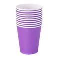 thumbnail image 1 of Inteprter Vasos de colores de estimulación de papel para fiestas, letras y números que no se deforman, borde impreso, 50 Uds. Mostrada púrpura, 1 of 6