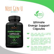 Greens Superfood Dietary Supplement for Immune Support, 120 Vegan Capsules by NextGenU