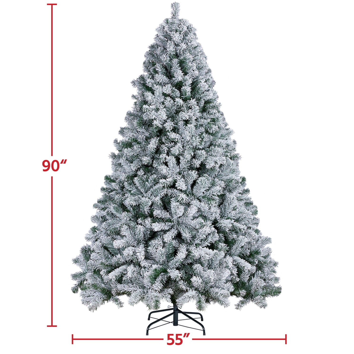 Alden Design 7.5FT Flocked Christmas Tree Snow-Dusted Artificial Holiday Tree, Green