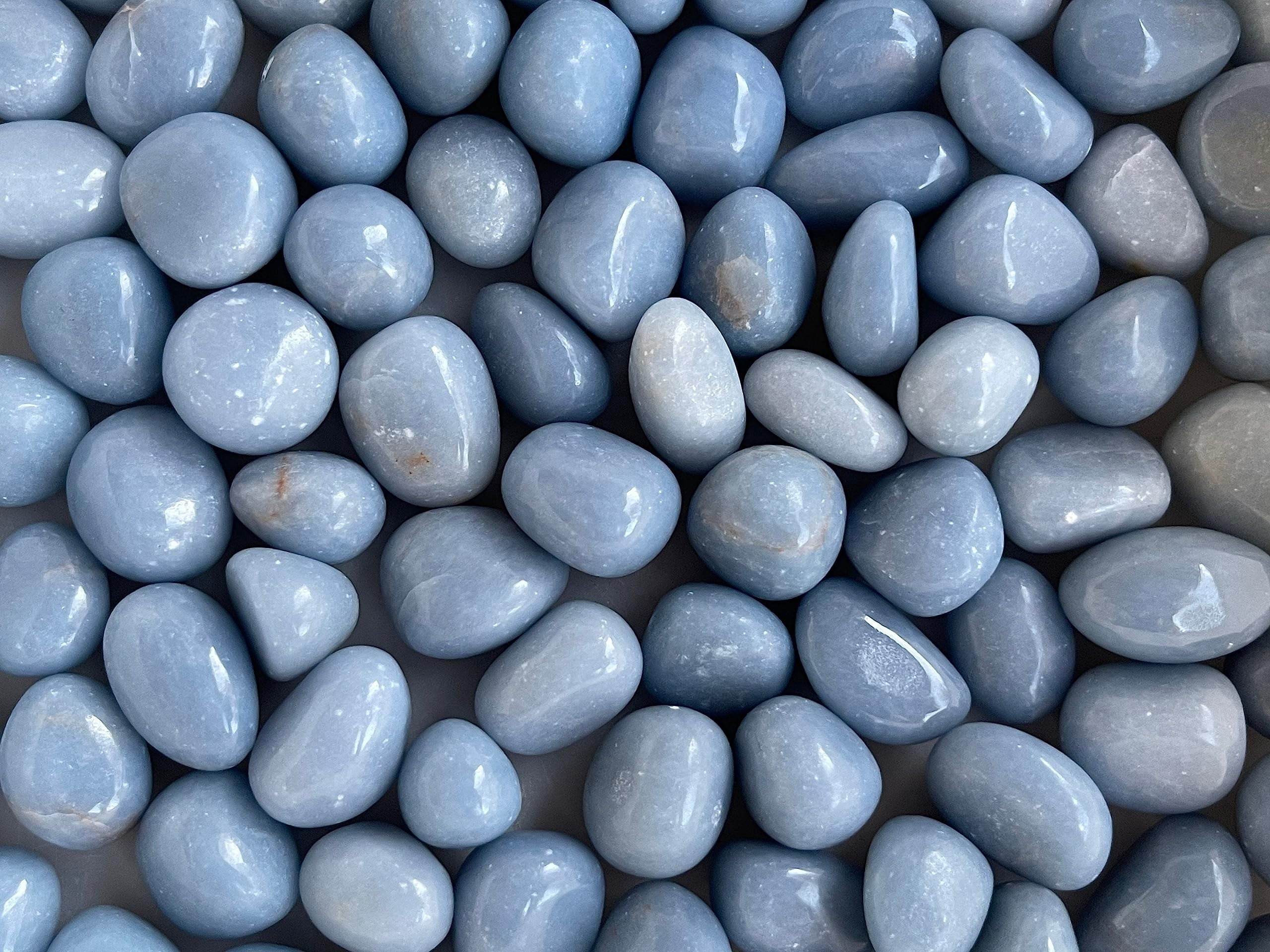 Angelite Tumbled Stones, Polished Angelite Gemstone, Angelite Healing Crystals (Angelite, 0.5 Pound)