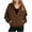 Brown coat for women, variant on Usmixi 2025 Sweatshirt Coat for Women Winter Sweatshirt Jacket for Women Casual Solid Long Sleeve Stand Collar Coat Trendy Zip up Oversized Ladies Girls Outerwear with Pocket