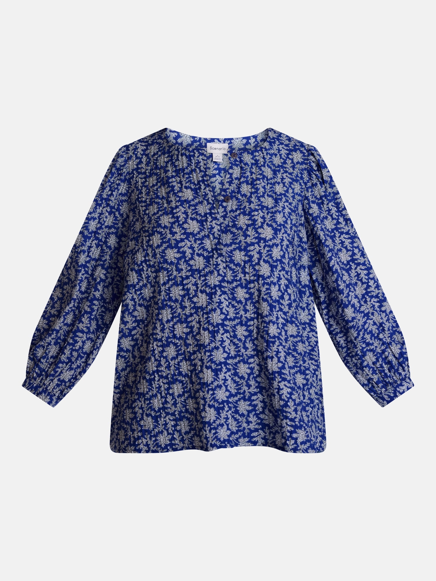 Scenario Women's and Women's Plus Blouse with 3/4-Length Puff Sleeves, Sizes XS-4X