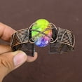 thumbnail image 2 of Natural Rainbow Solar Quartz Gemstone Copper Wire Wrap Bangle Adjustable, 2 of 4