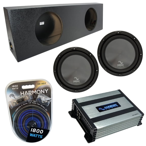 Universal Regular Standard Cab Harmony R124 Dual 12" Rhino Sub Box & HA-A400.1