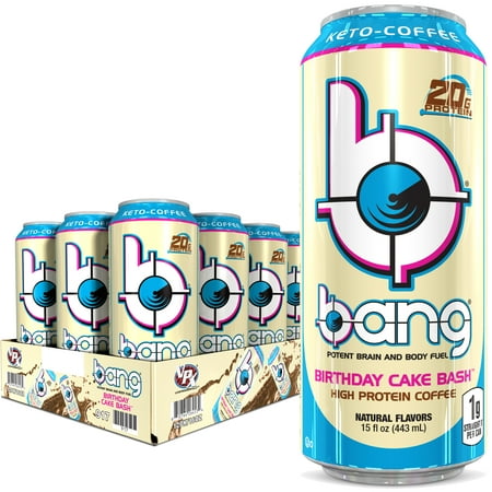 Bang Keto Coffee Birthday Cake Bash High Protein Coffee, 15 oz Cans, 12 Count